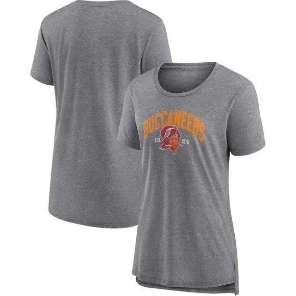 Fanatics Heathered Gray Tampa Bay Buccaneers Drop Back Modern Tri-Blend Women's - Picture 2 of 6